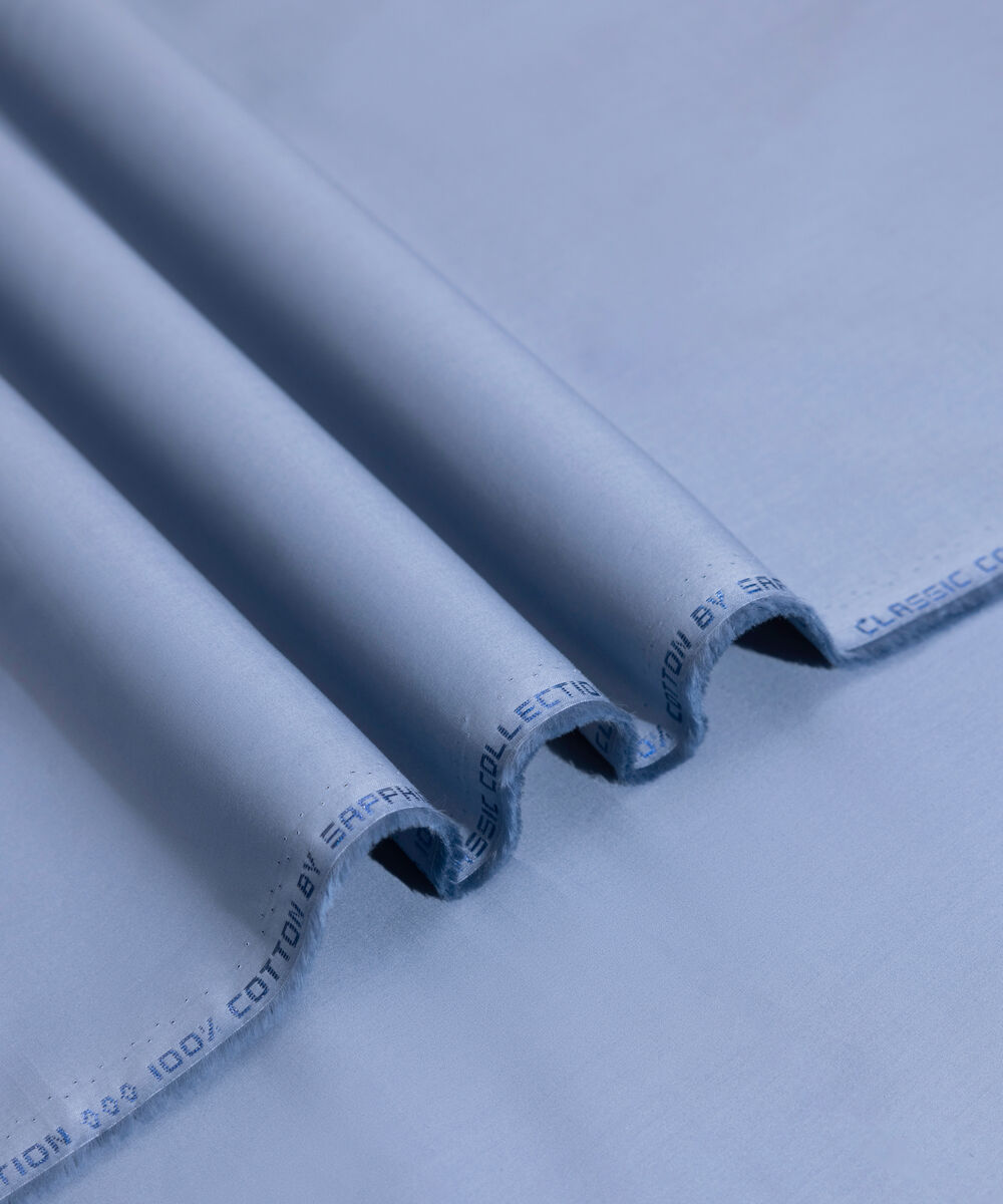 Men's Unstitched 2-Piece Premium Cotton Medium Blue Suit