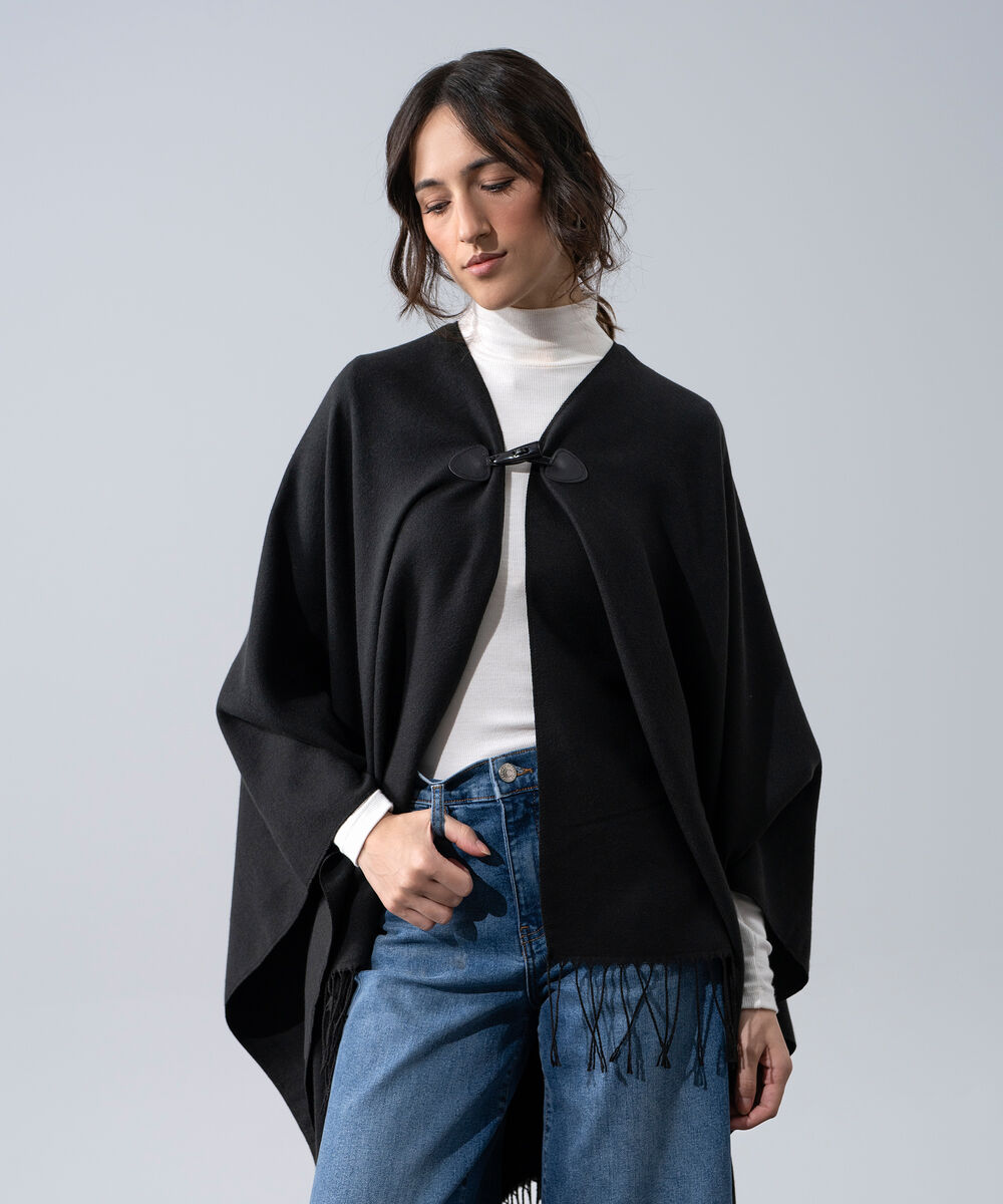 Women's Western Wear Black Polyester Cape Shawl