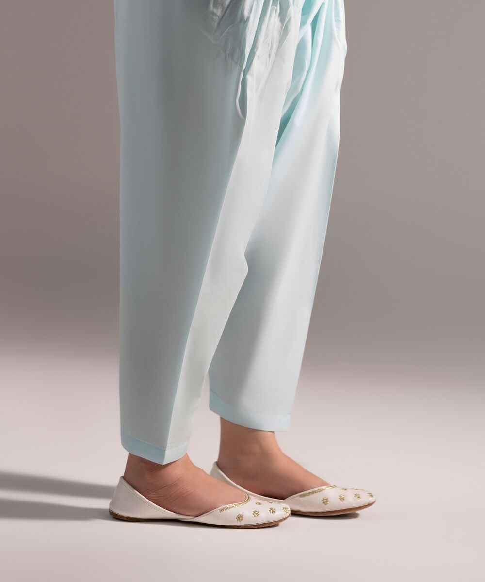 Women's RTW Cambric Solid Blue Skinny Shalwar