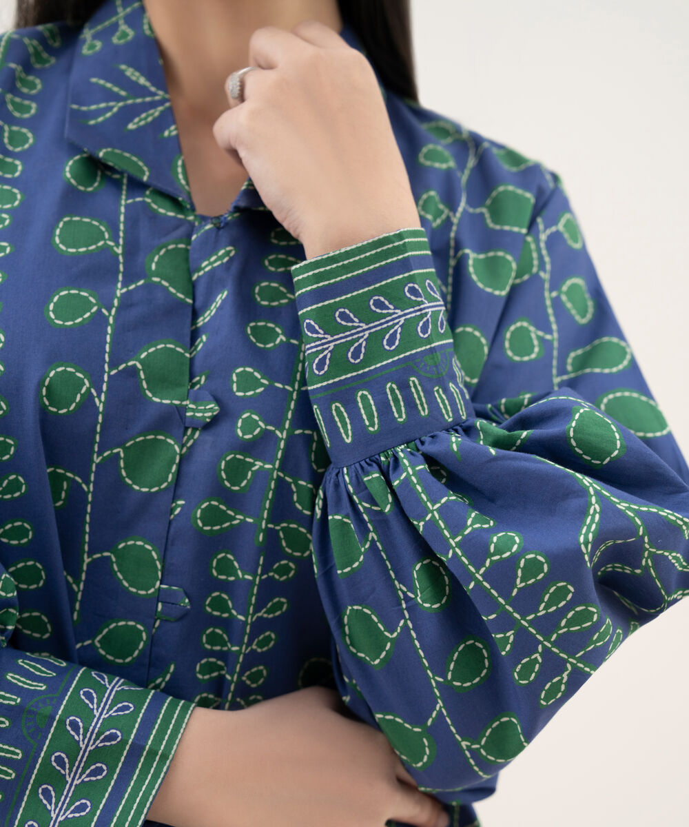 Women's Unstitched Lawn Printed Blue 2 Piece Suit