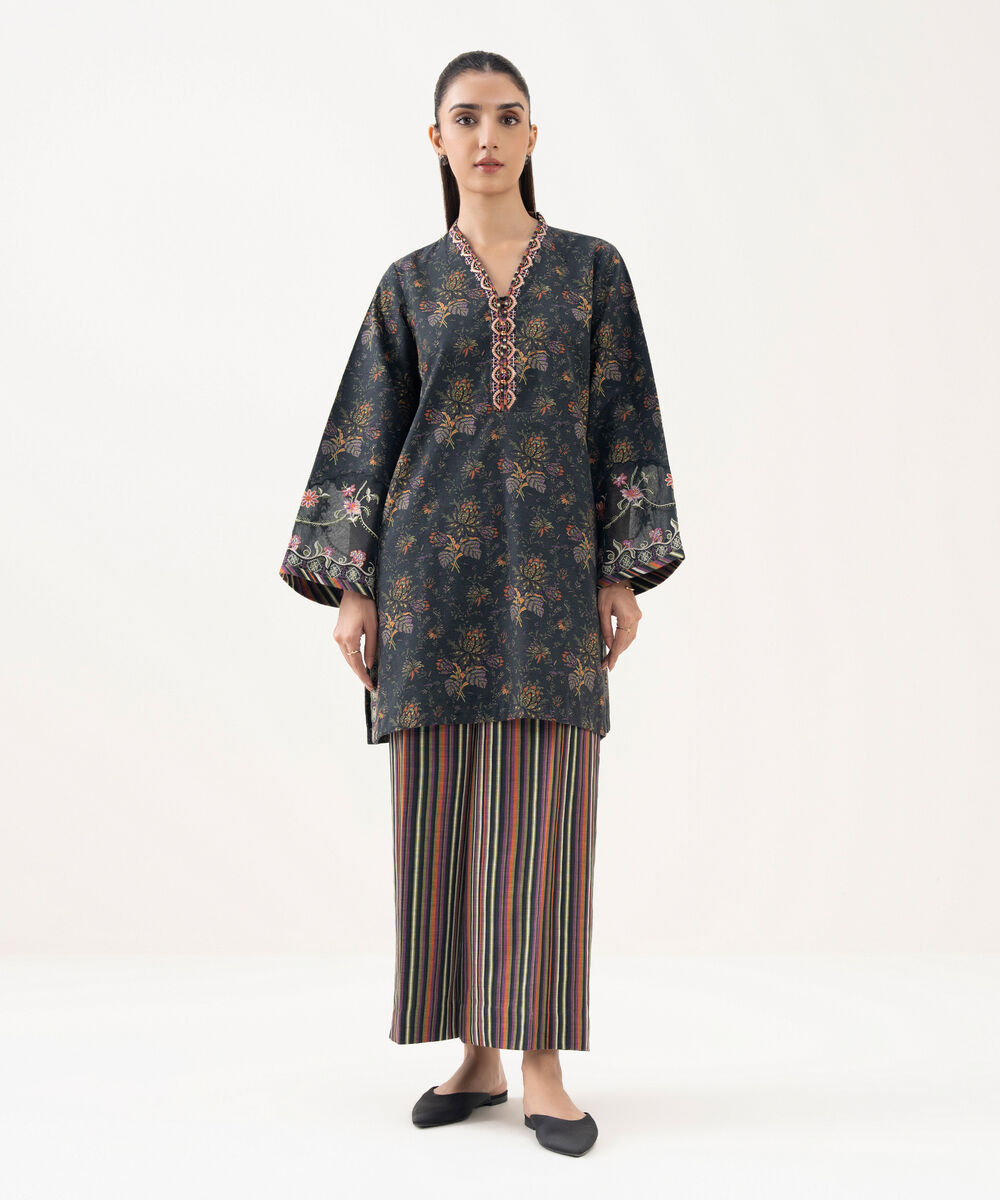 Women's Unstitched Light Khaddar Embroidered Multi 2 Piece Suit