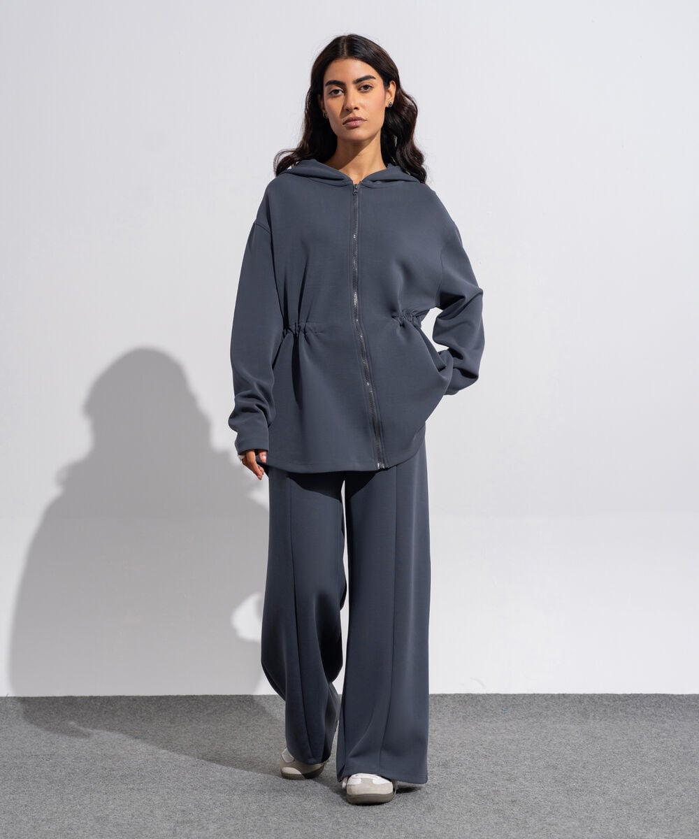 Women's Western Wear Grey Soft-Lux Zip Through Hoodie