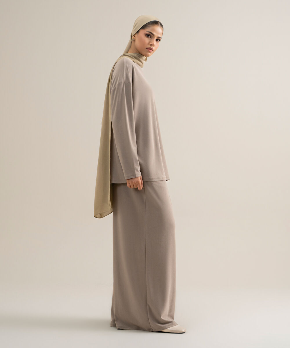 Women's Cotton Taupe Jersey Knit Top