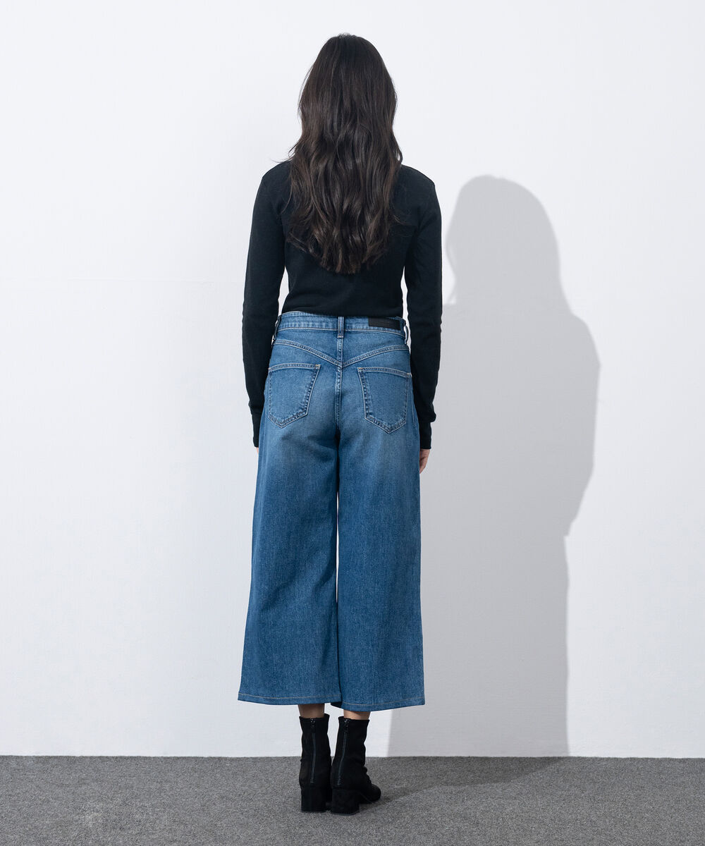 Women's Western Wear Rinse Wash Cropped Wide Leg Jeans