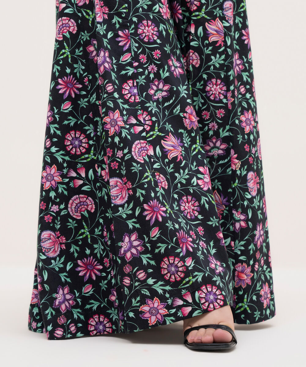 Women's RTW Cotton Viscose Black Printed Sharara