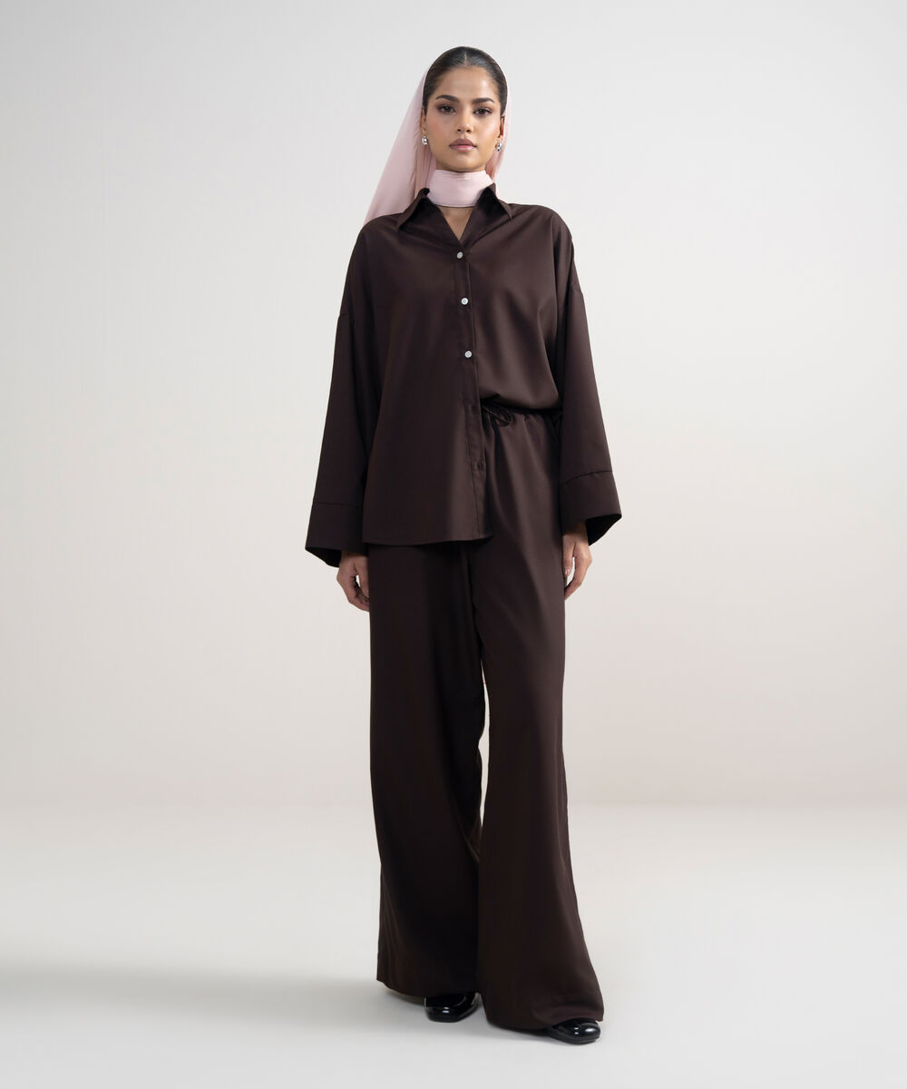 Women's Chocolate Brown Wide-Leg Pants