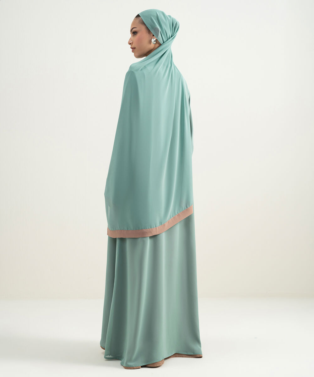 Women's Turquoise Reversible Abaya Set