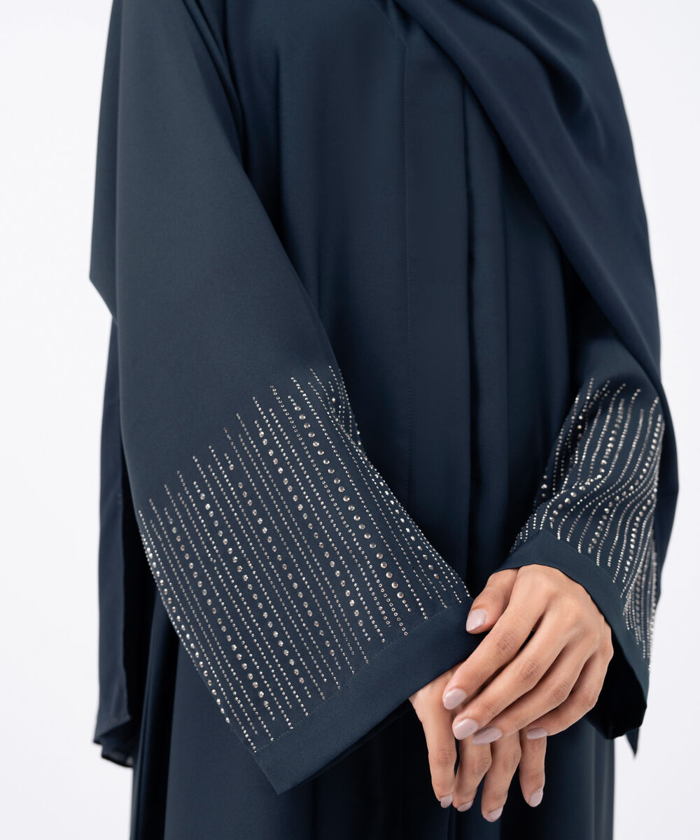 Women's Blue Polyester Abaya Set