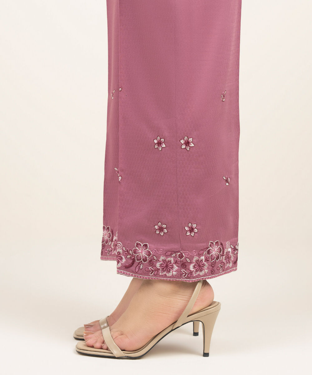 Women's RTW Dobby Embroidered Purple Straight Pants