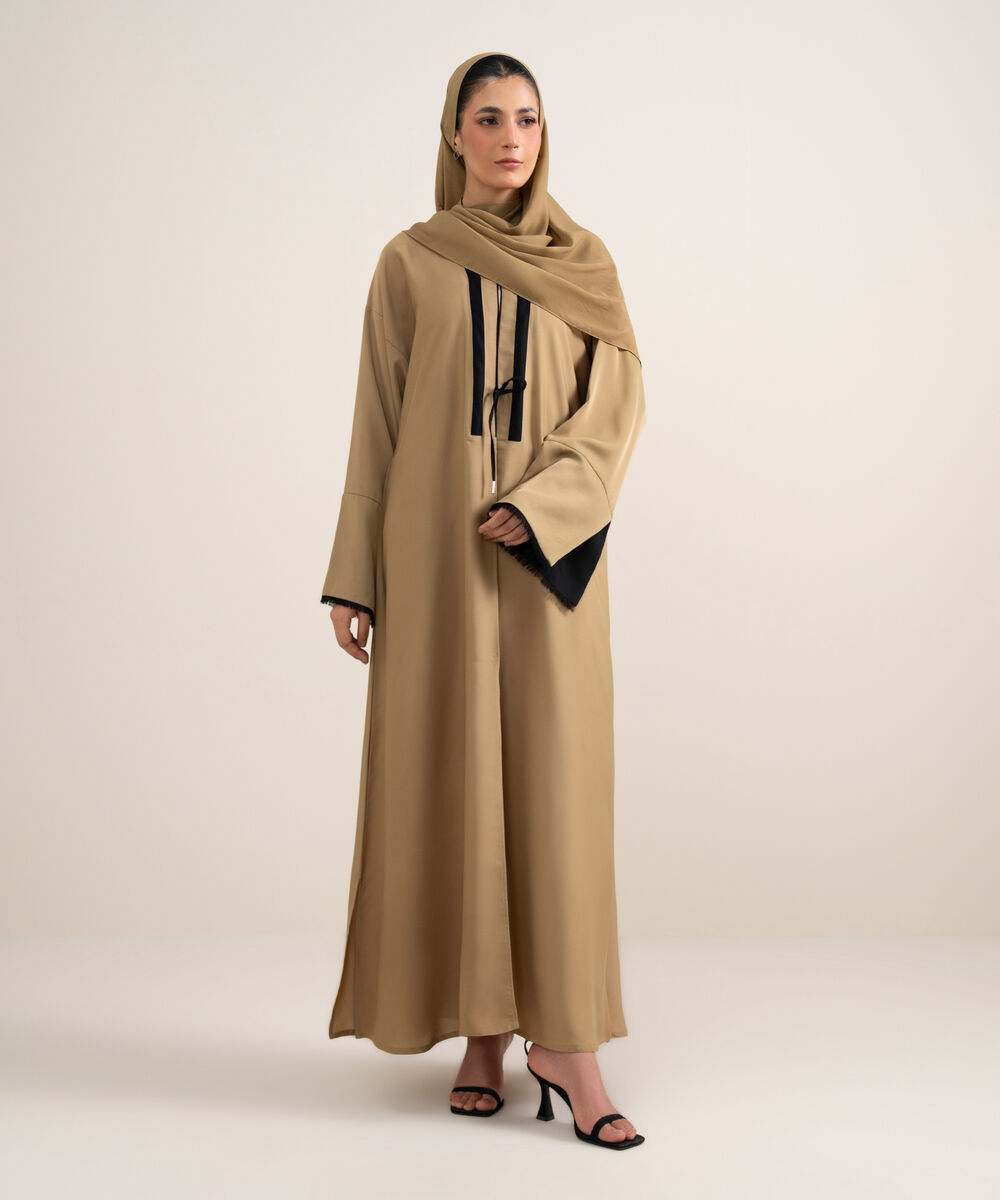 Women's Pale Brown Abaya Set