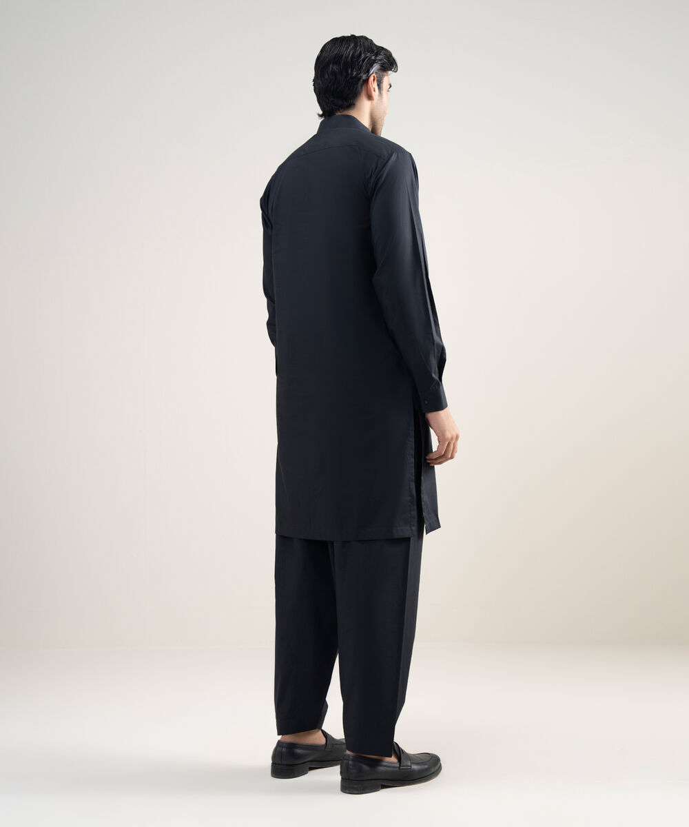 Men's Stitched Luxury Cotton Black Suit