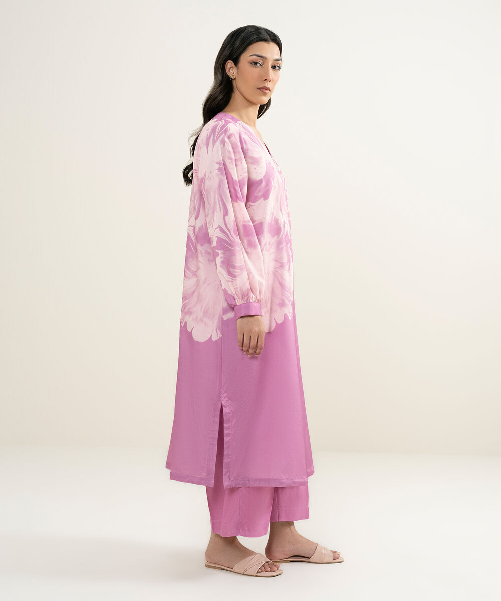 Women's RTW Blended Grip Silk Printed Pink 2 Piece Suit