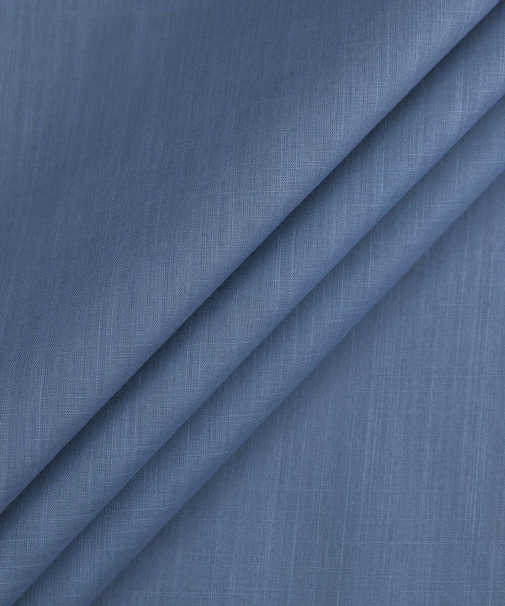 Men's Unstitched Two-Piece Blue Premium Slub Cotton Suit
