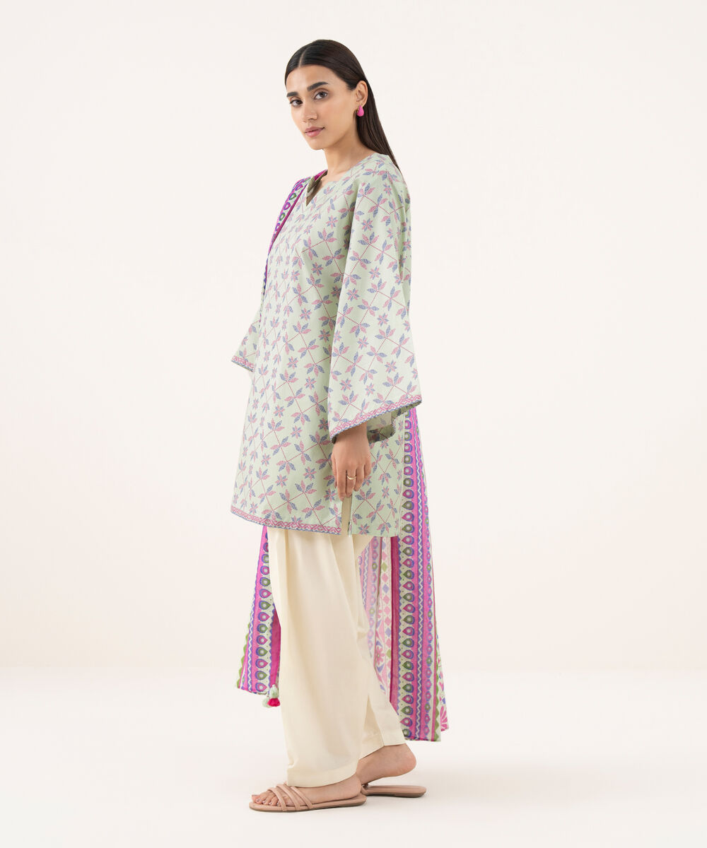 Women's Unstitched Cotton Printed Multi 2 Piece Suit