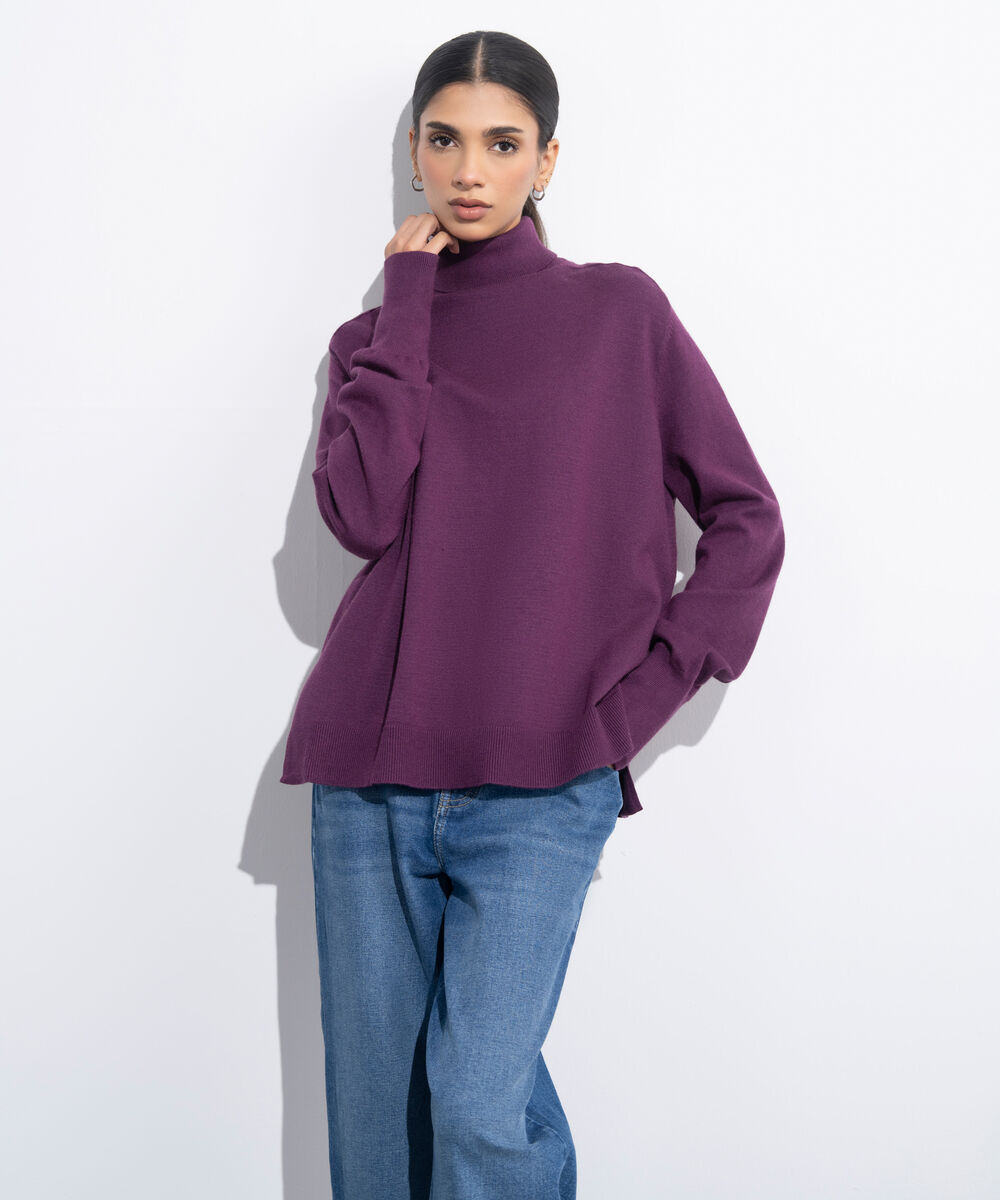 Women's Western Wear Merlot Turtle Neck Knit Sweater