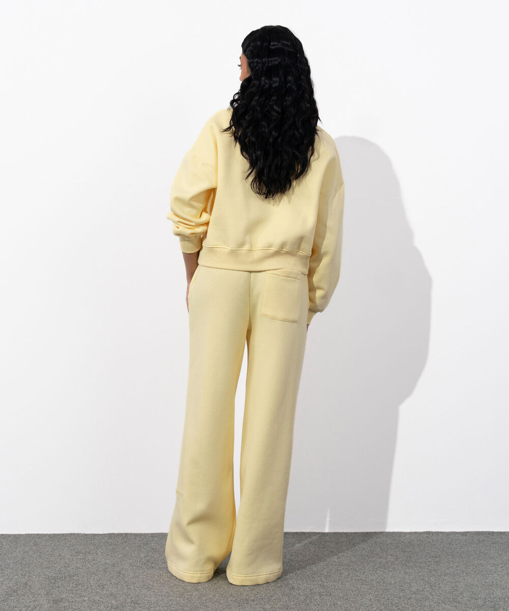 Women's Western Wear Butter Yellow Loose Fit Cropped Sweatshirt