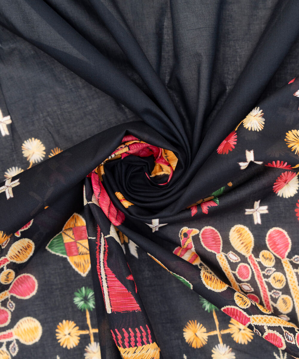 Fine Volie Black Printed Dupatta