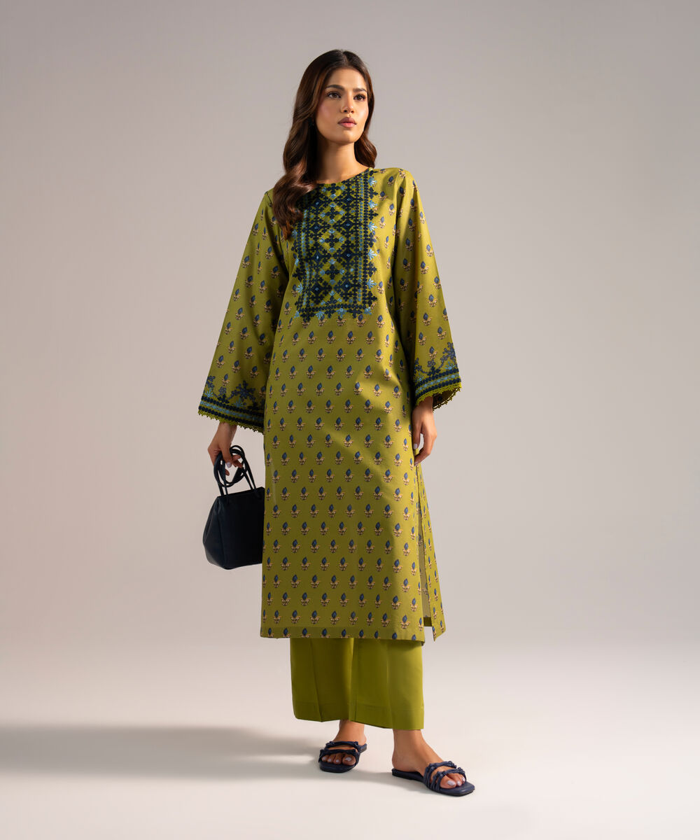 Women's RTW Zari Lawn Embroidered Green 2 Piece Suit