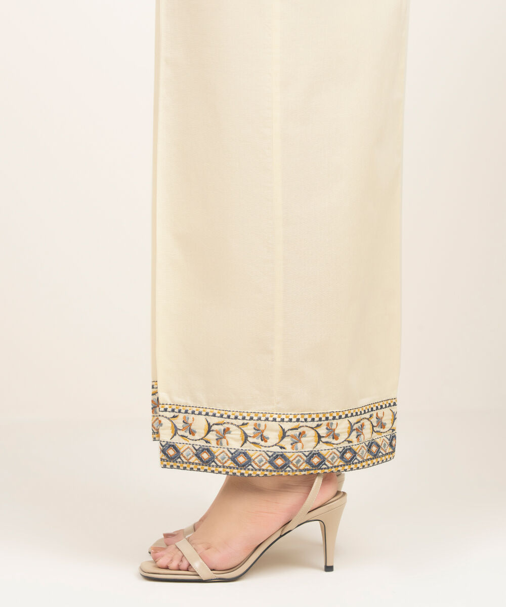 Women's RTW Lawn Embroidered Off White Culottes