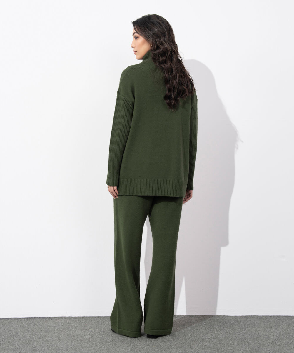 Women's Western Wear Olive Green Soft Touch Knit Cardigan