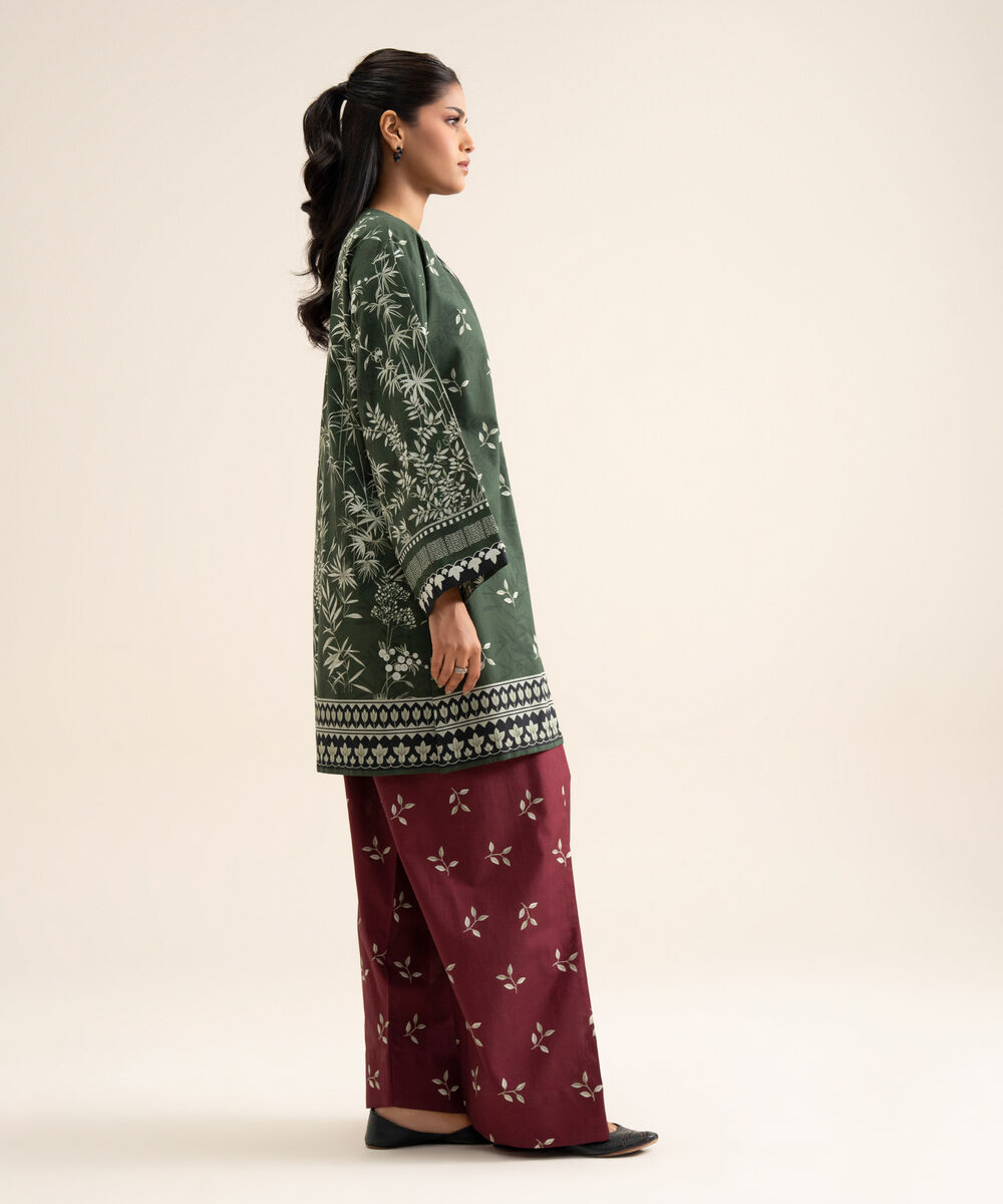 Women's Unstitched Premium Khaddar Printed Green 1 Piece Suit