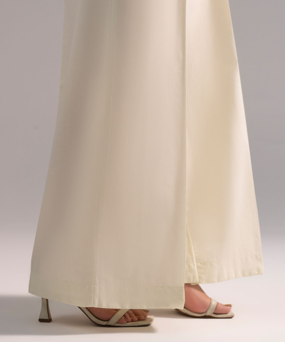 Women's RTW Cambric Solid Mint Green Flared Pants