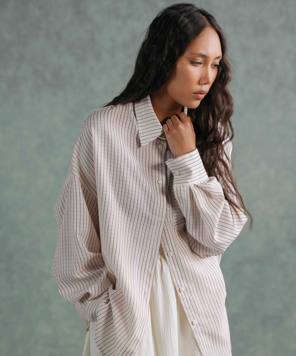 Women's Western Wear Multi Striped Oversized Texturted Shirt