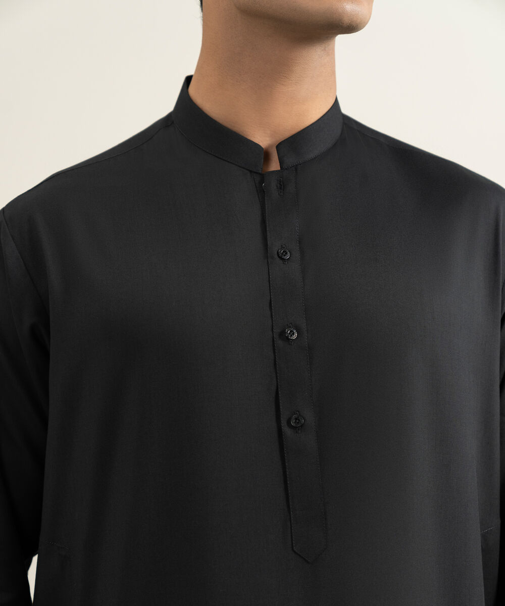 Men's Stitched Black Kurta Shalwar