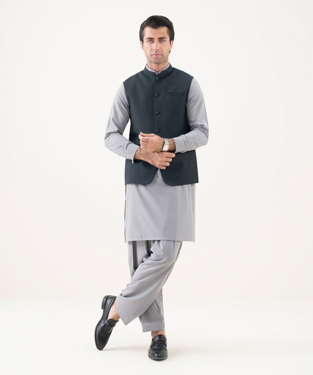 Men's Viscose Plain Navy Waist Coat