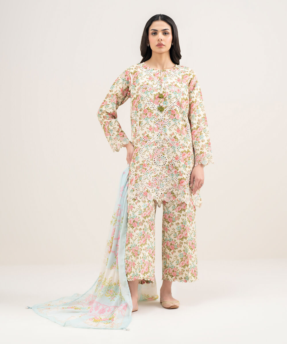 Women's RTW Zari Cotton Embroidered Multi Straight Shirt