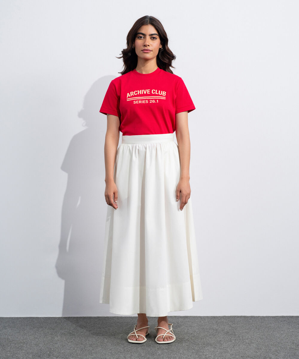 Women's Western White Poplin Flared Skirt
