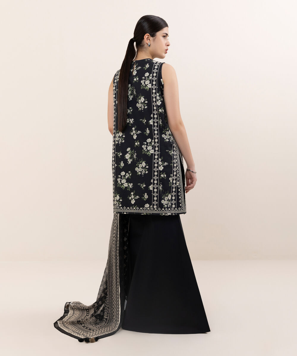 Women's Unstitched Cotton Embroidered Multi Three Piece Suit