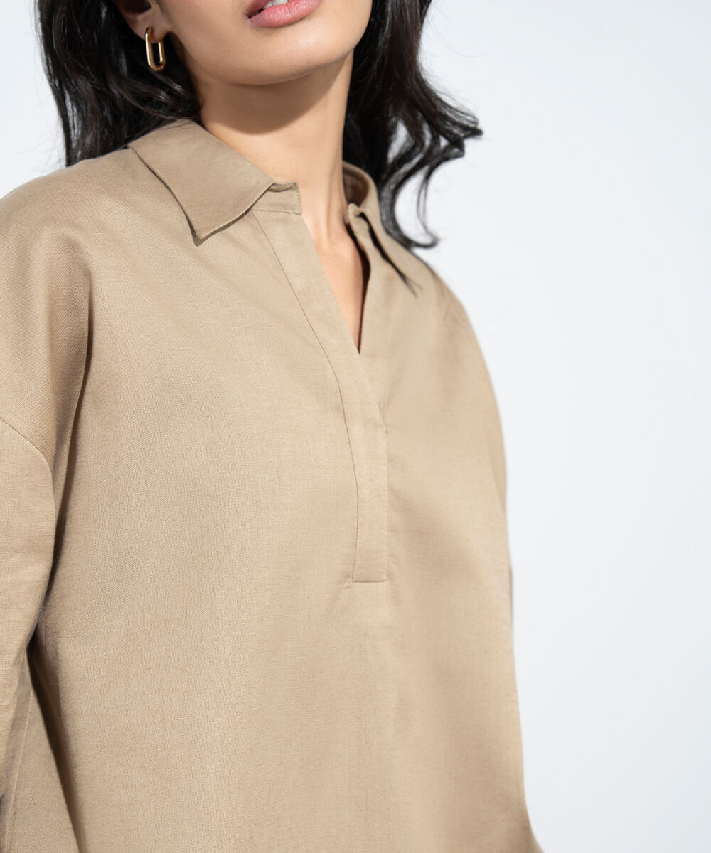 Women's Western Sand Loose-Fit Linen Blend Tunic