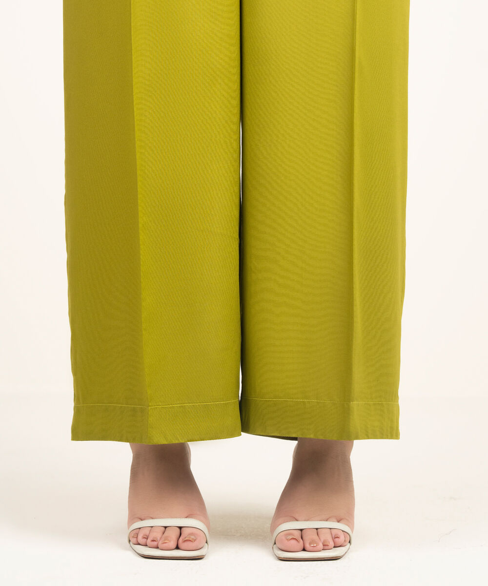 Women's RTW Arabic Cambric Solid Green Culottes
