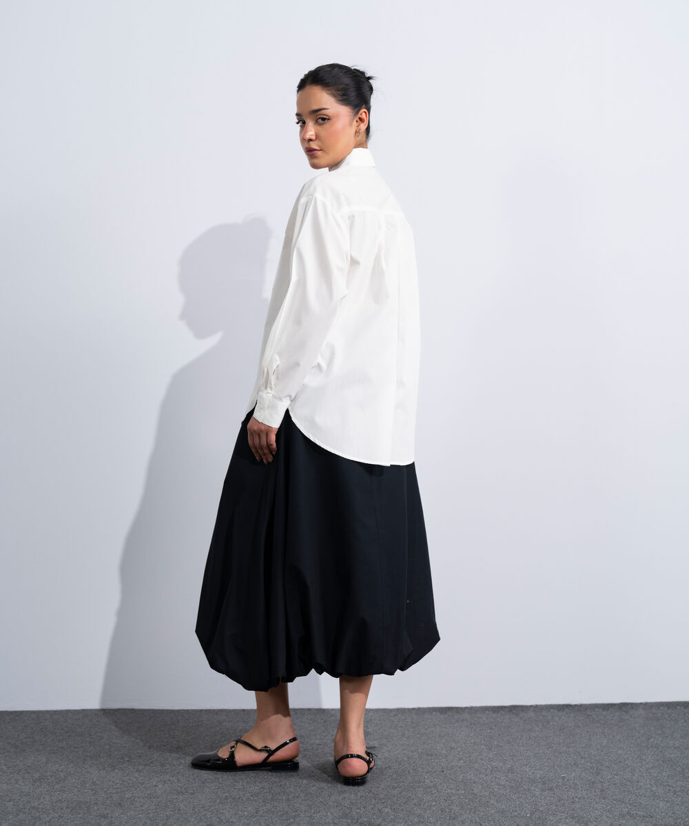 Women's Western White Relaxed-Fit Button Through Shirt
