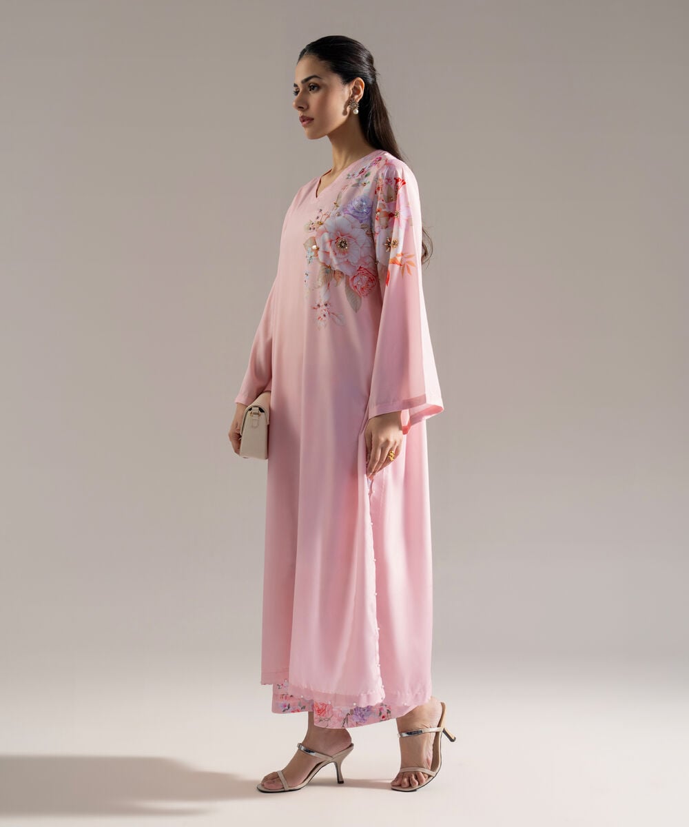 Women's RTW Printed Pink Blended Grip 2 Piece Suit