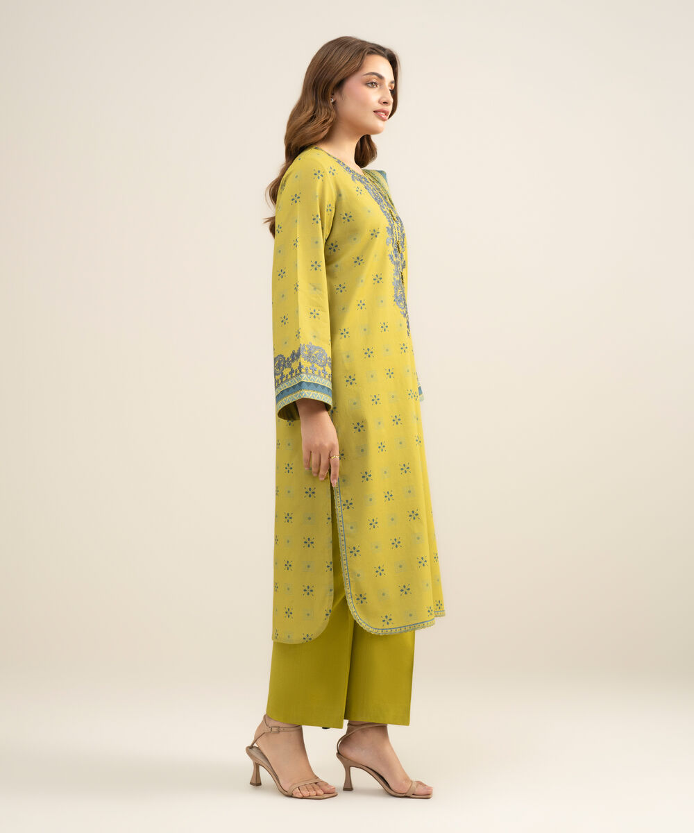 Women's Unstitched Lawn Embroidered Yellow 3 Piece Suit