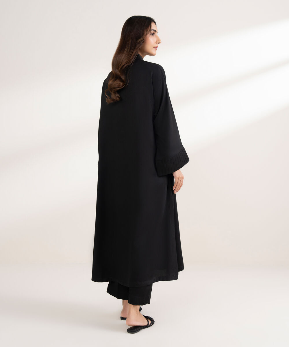 Women's RTW Bedford Solid Drop Shoulder Black Shirt