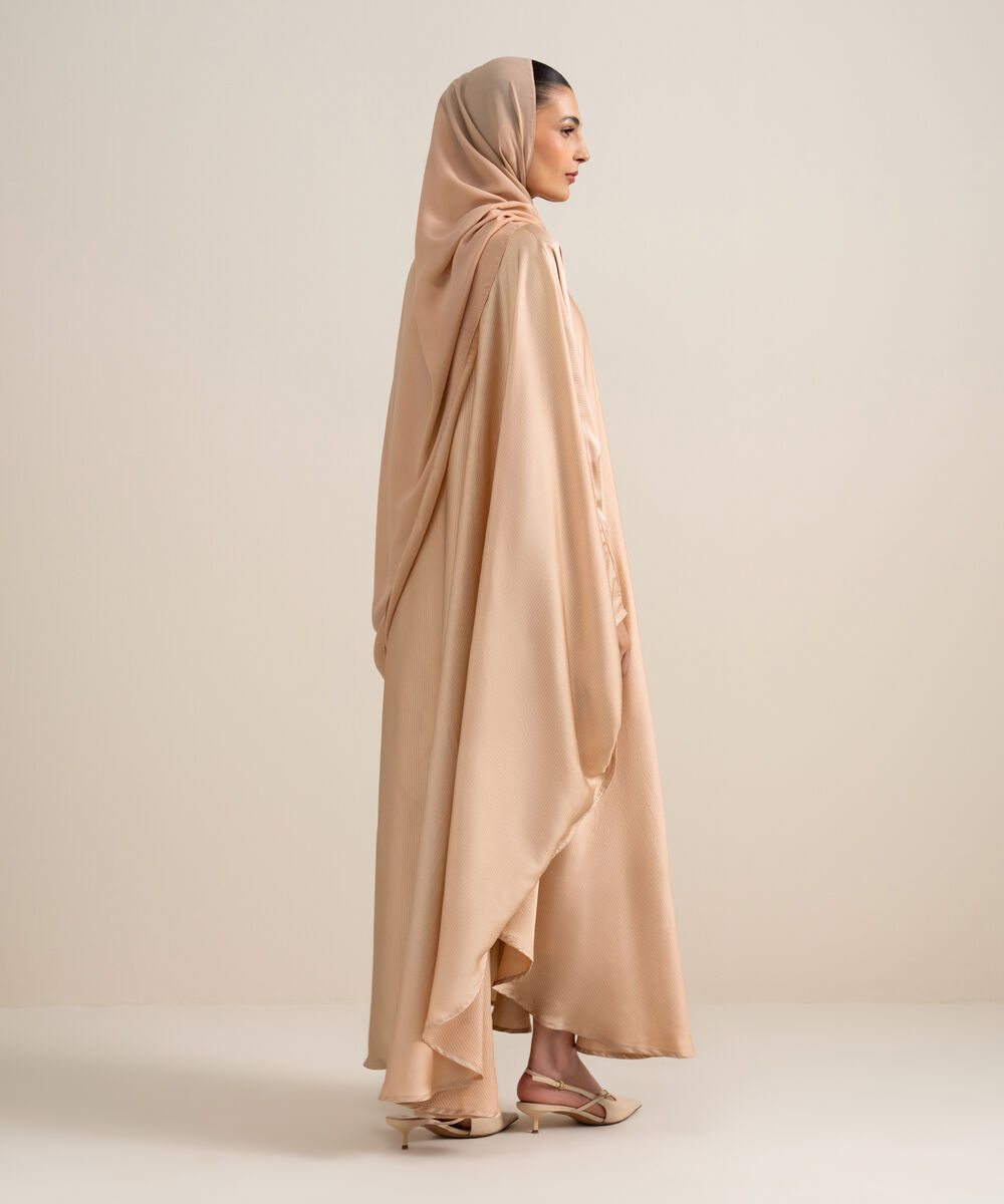 Women's Peach Kaftan Abaya Set
