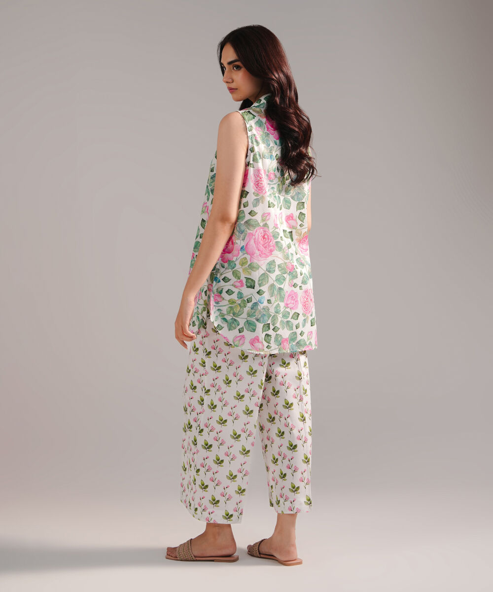 Women's RTW Lawn Printed White 2 Piece Suit