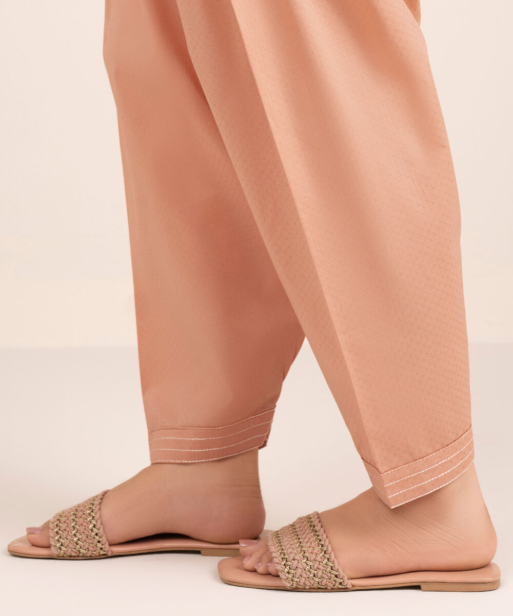 Women's RTW Dobby Embroidered Pink Skinny Shalwar