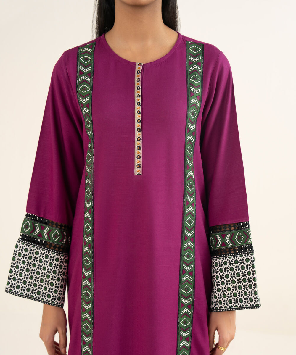 Women's RTW Herringbone Solid Pink A-Line Shirt