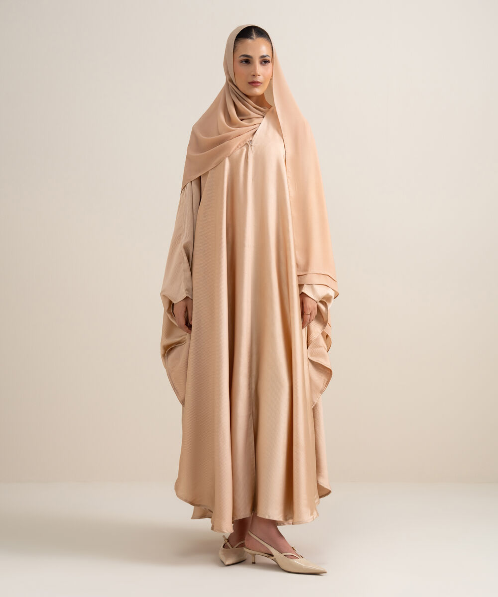 Women's Peach Kaftan Abaya Set