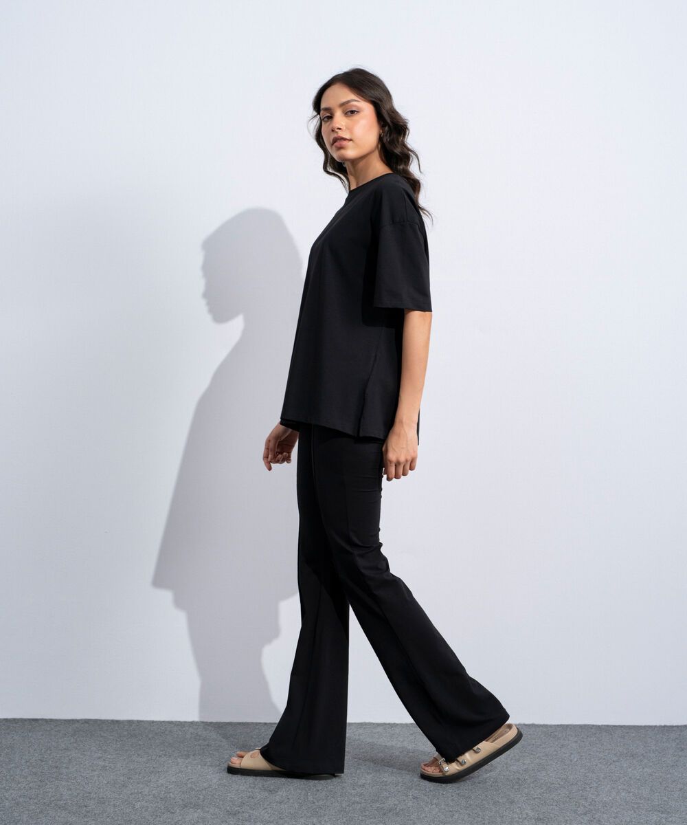Women's Western Black Loose Fit T-Shirt