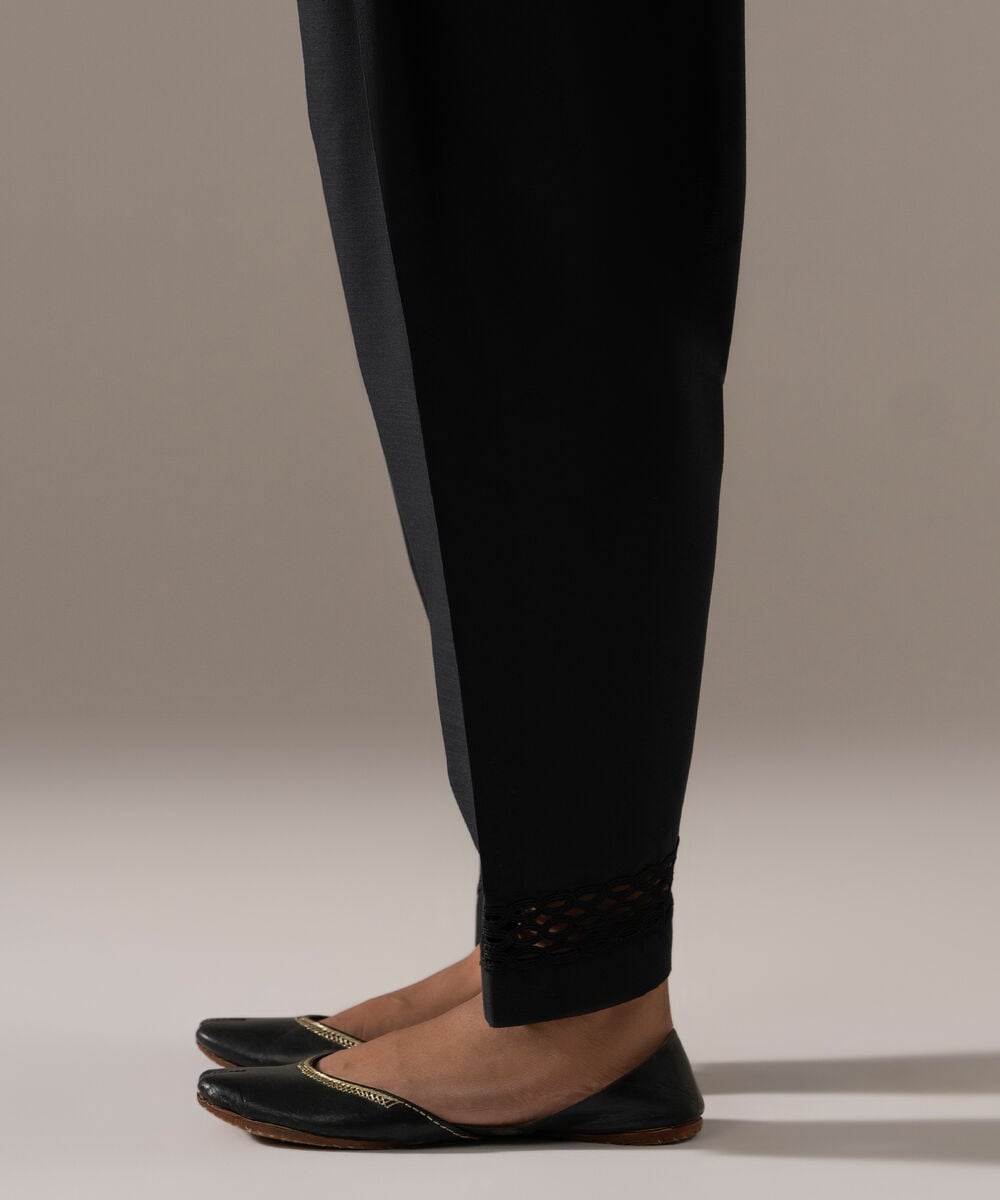 Women's RTW Cross Hatch Solid Black Skinny Shalwar