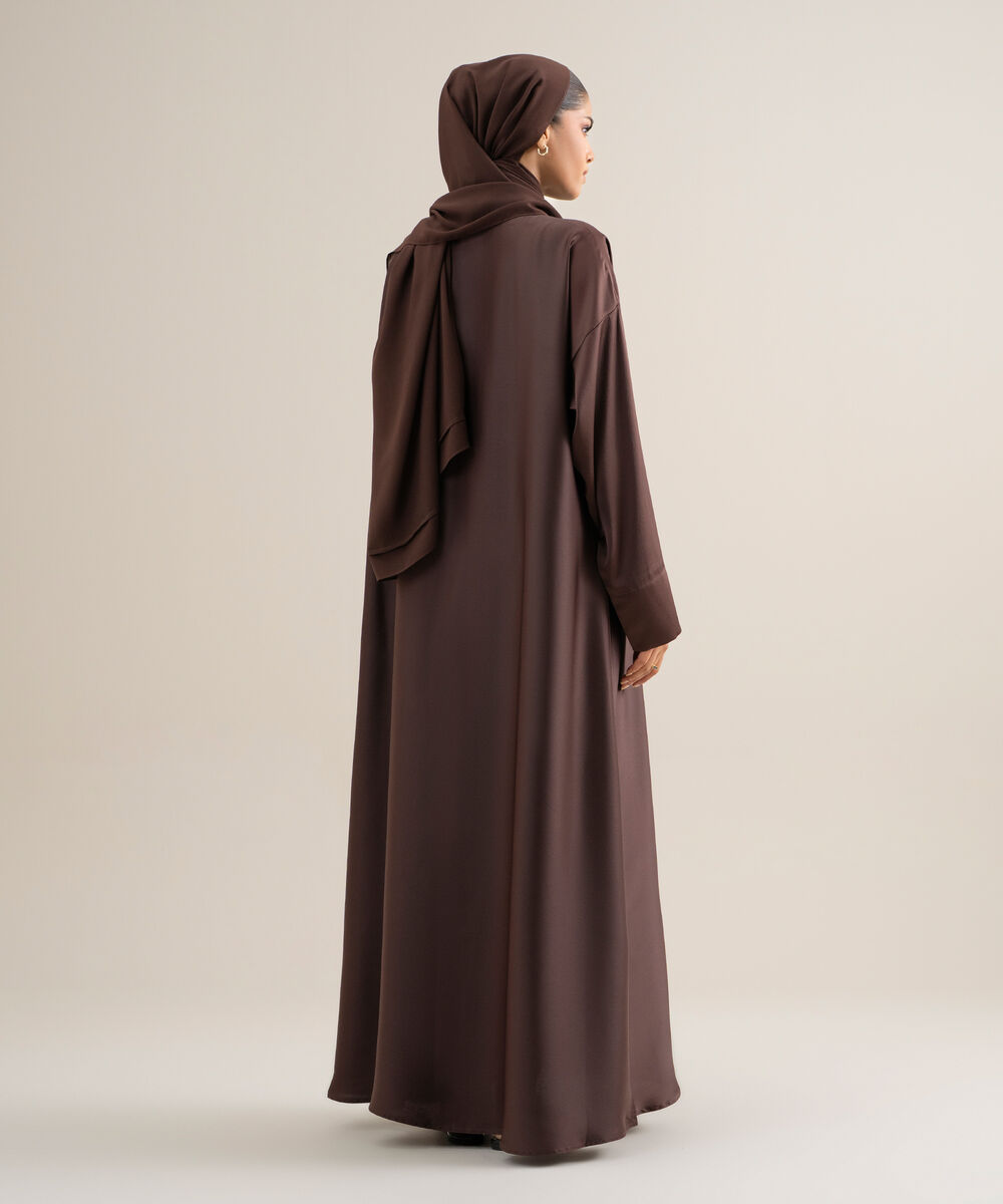 Women's Polyester Brown Regular Abaya Set