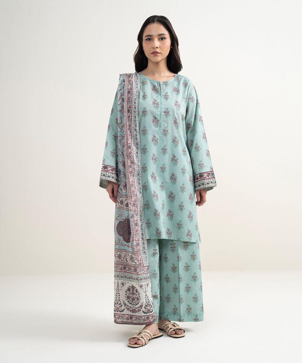 Lawn Printed Sage Green Dupatta