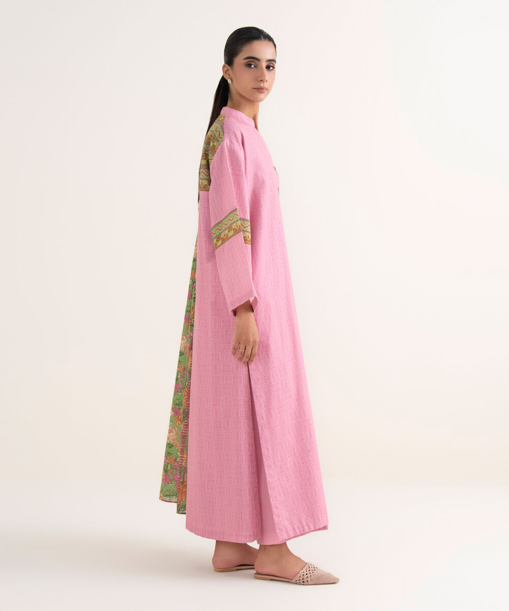 Women's Unstitched Lawn Printed Pink Three Piece Suit