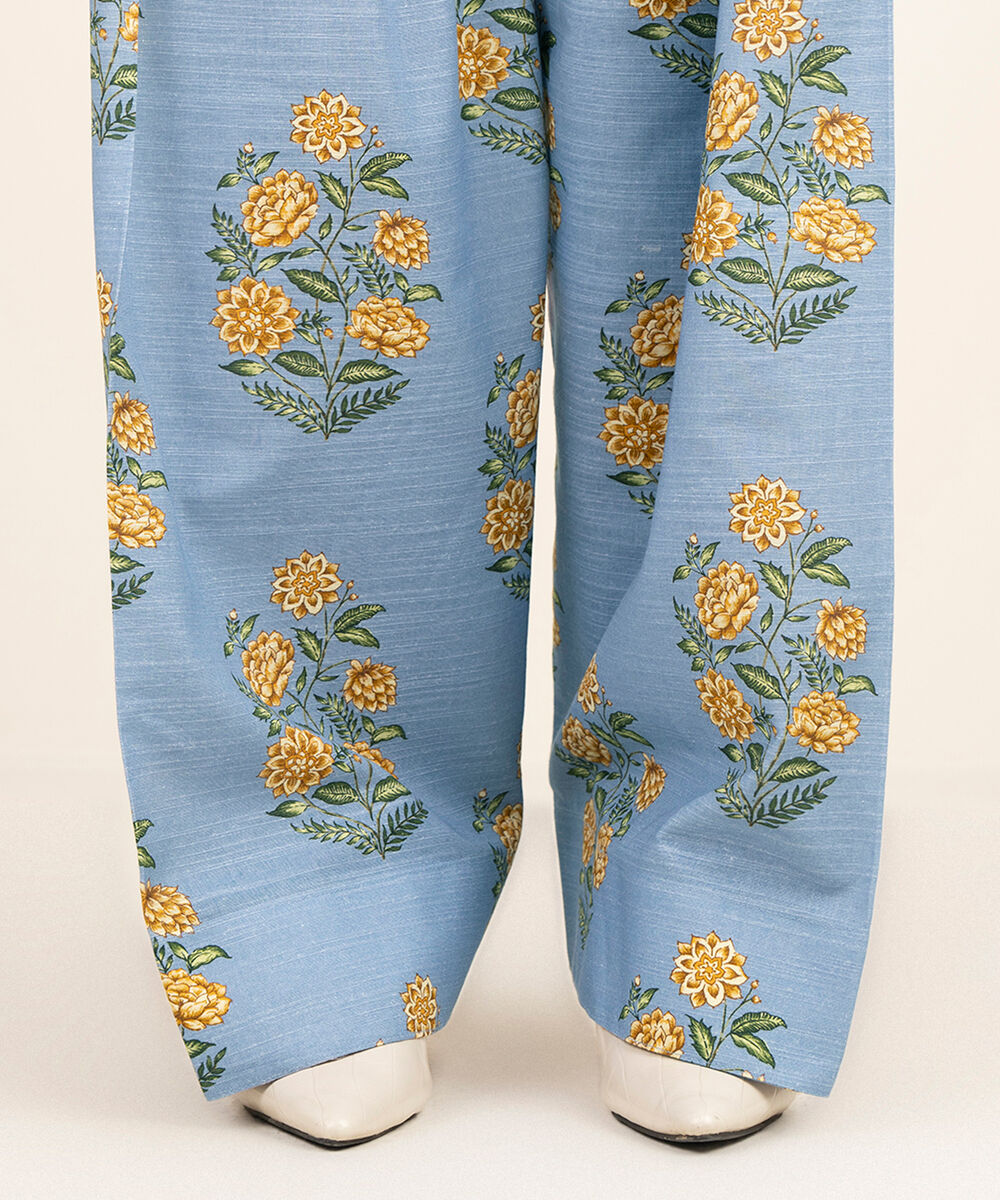 Women's RTW Light Khaddar Blue Printed Farshi Shalwar