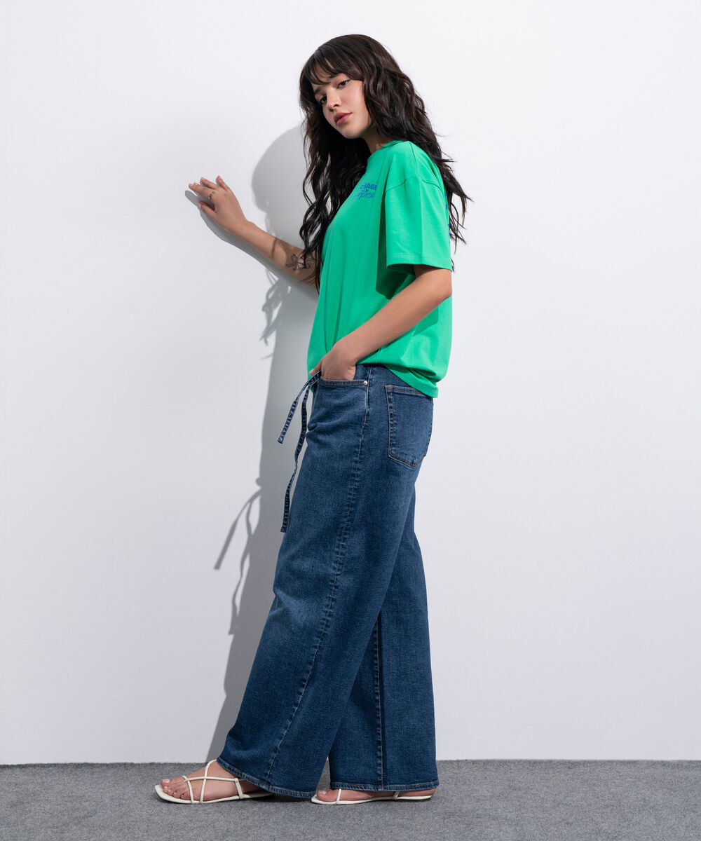 Women's Western Green Relaxed Fit Graphic T-Shirt